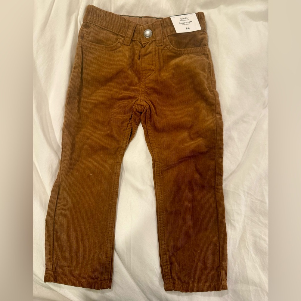 NWT Brown Slim Fit H&M Corduroy Pants - 2T